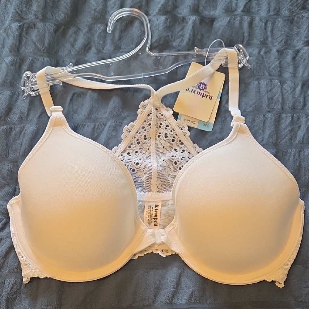 NWT b.tempted White Racerback Bra - Picture 5 of 8